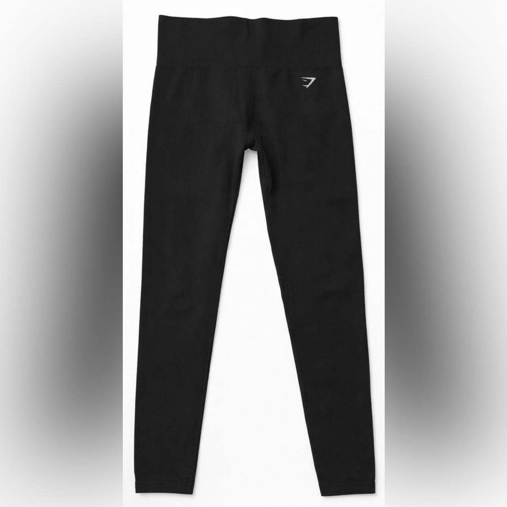 Gymshark Black High Rise Flex Leggings Logo Waistband Stretch Athletic Leggings